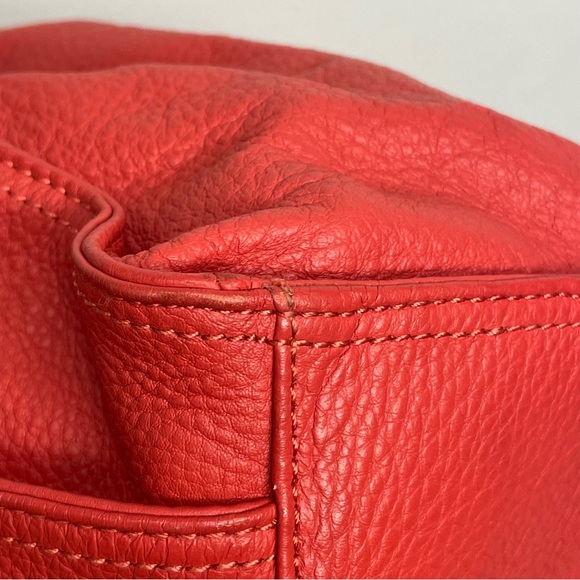 B. MAKOWSKY RED Pebbled Leather Hobo Shoulder Bag Purse - Picture 13 of 16